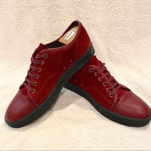 Lanvin Cap Toe Burgundy Suede Leather Sneakers 8